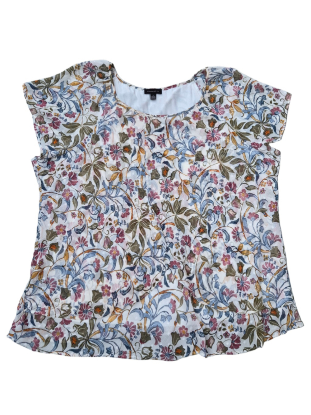 Women's Tamara H. Floral Blouse, Size 3X, White and Blue